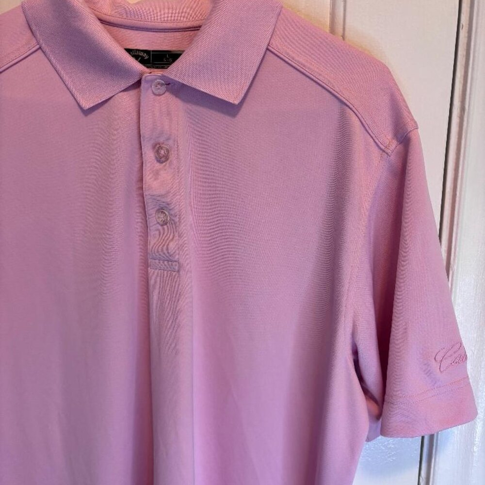 Callaway Golf Mens Polo Shirt Short Sleeve Size Large Pink Embroidered